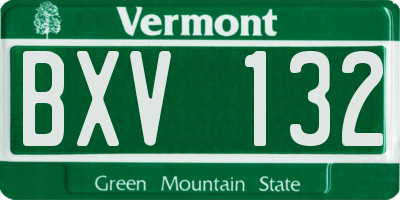 VT license plate BXV132