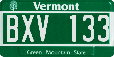 VT license plate BXV133