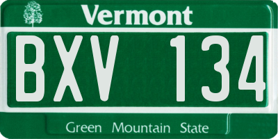 VT license plate BXV134