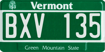 VT license plate BXV135