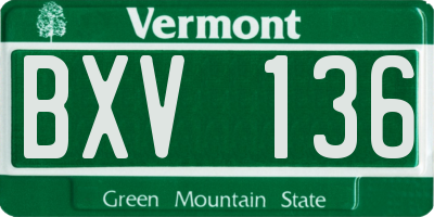 VT license plate BXV136