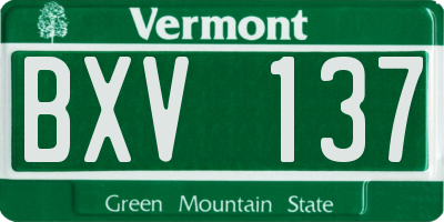 VT license plate BXV137