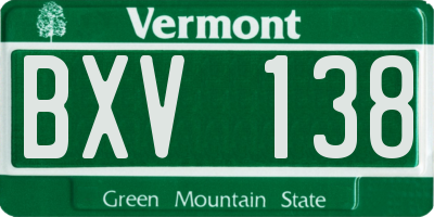 VT license plate BXV138