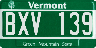 VT license plate BXV139