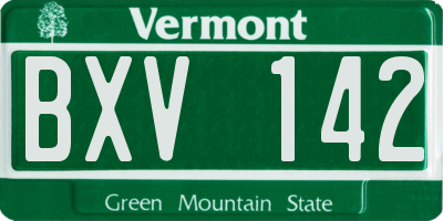 VT license plate BXV142