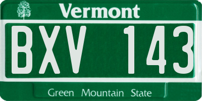 VT license plate BXV143