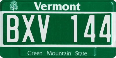 VT license plate BXV144