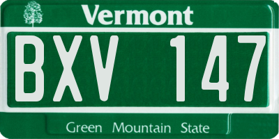 VT license plate BXV147
