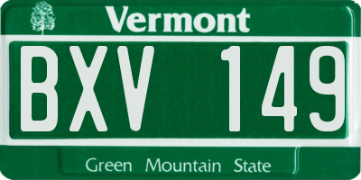 VT license plate BXV149