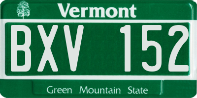 VT license plate BXV152