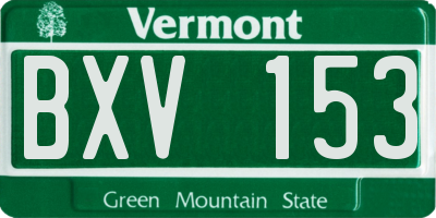 VT license plate BXV153