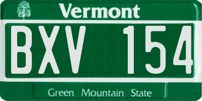 VT license plate BXV154