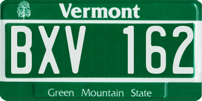VT license plate BXV162