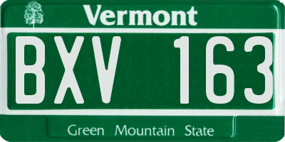 VT license plate BXV163