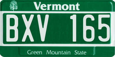 VT license plate BXV165
