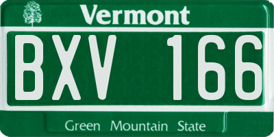 VT license plate BXV166