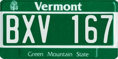 VT license plate BXV167