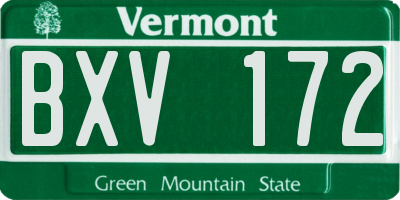 VT license plate BXV172