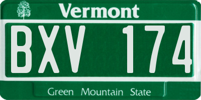 VT license plate BXV174