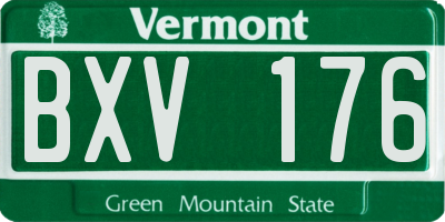 VT license plate BXV176