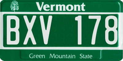 VT license plate BXV178