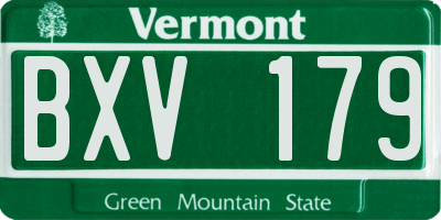 VT license plate BXV179