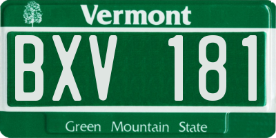 VT license plate BXV181