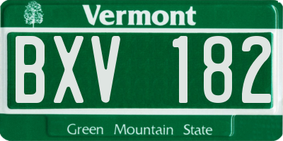 VT license plate BXV182