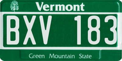 VT license plate BXV183