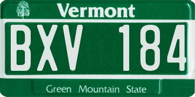 VT license plate BXV184
