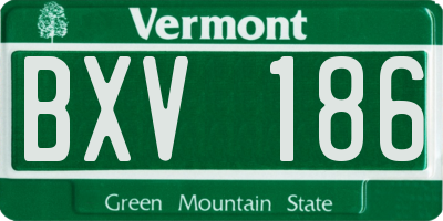 VT license plate BXV186