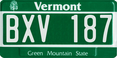 VT license plate BXV187