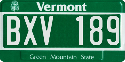 VT license plate BXV189