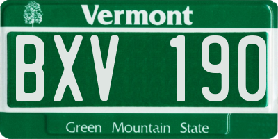 VT license plate BXV190