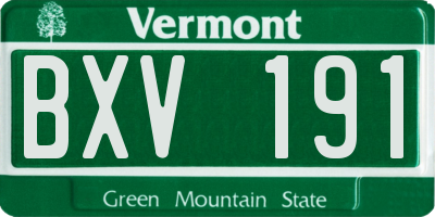 VT license plate BXV191