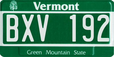 VT license plate BXV192