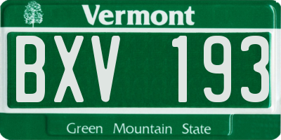 VT license plate BXV193