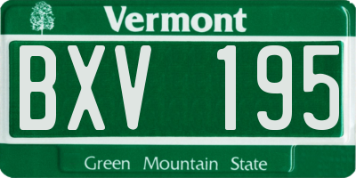 VT license plate BXV195