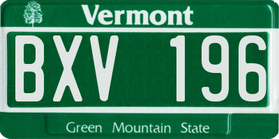 VT license plate BXV196