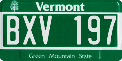 VT license plate BXV197