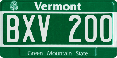 VT license plate BXV200