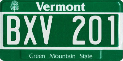 VT license plate BXV201