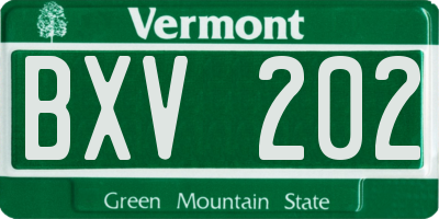 VT license plate BXV202