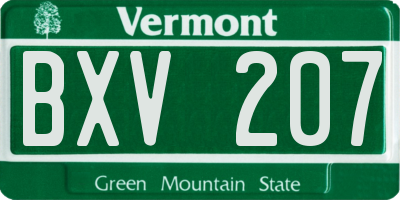 VT license plate BXV207