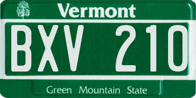 VT license plate BXV210