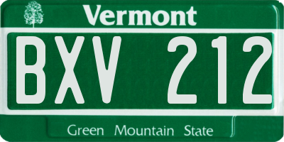 VT license plate BXV212