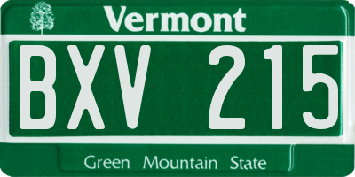 VT license plate BXV215