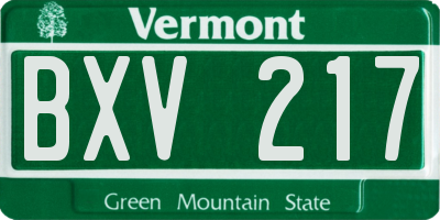 VT license plate BXV217