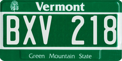 VT license plate BXV218