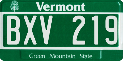 VT license plate BXV219